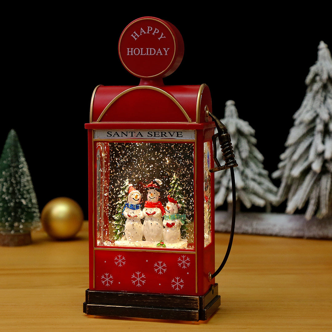 Nostalgic Christmas lantern with moving snowman scene Kalsten