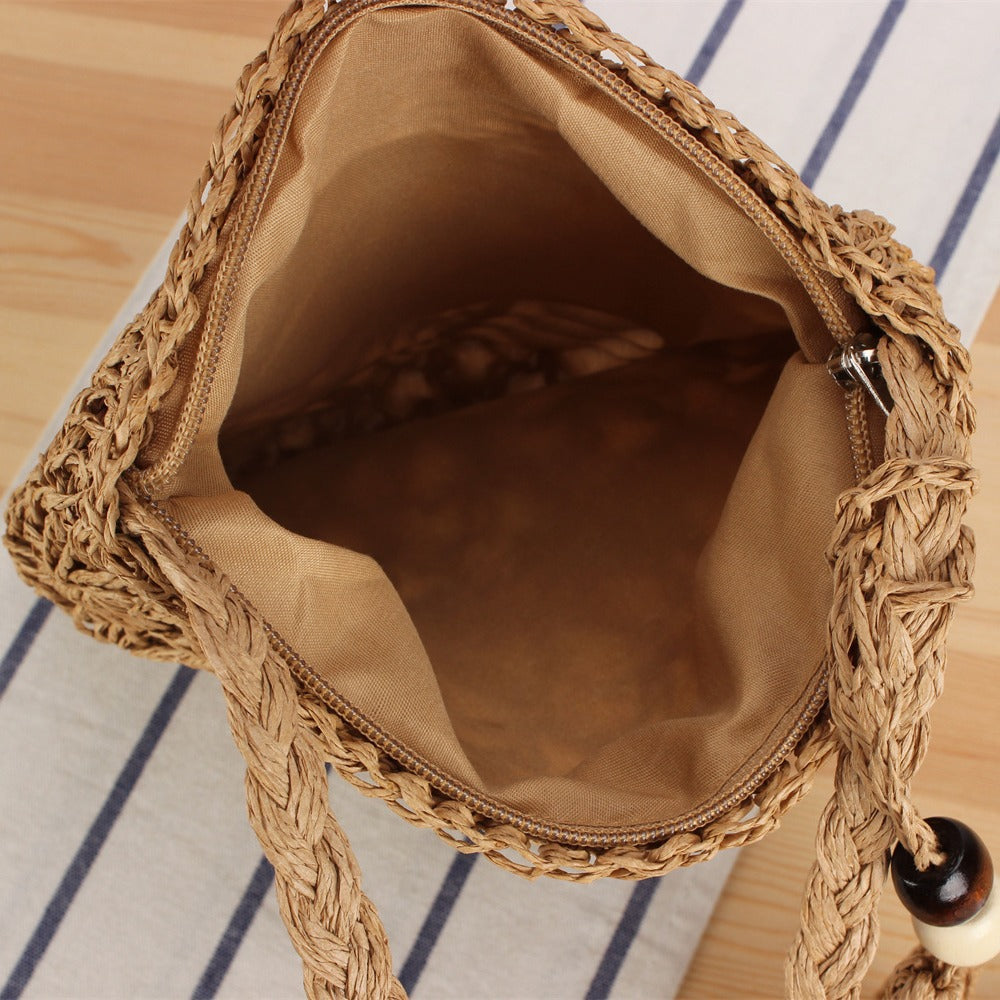 Handbag Made of Hand-Knotted Natural Material with Elegant Tassel Pendant Kalsten