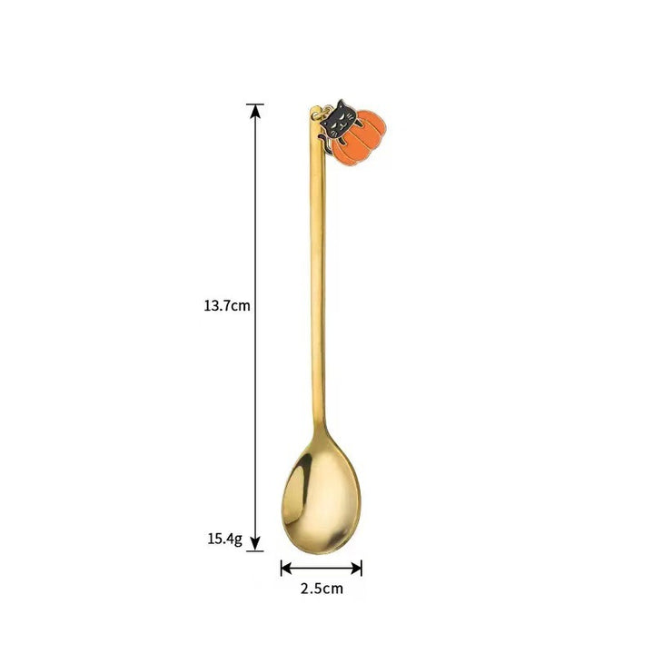 Long Bar Spoon Cocktail Stirring Spoon made of Stainless Steel with Halloween Ghost Design