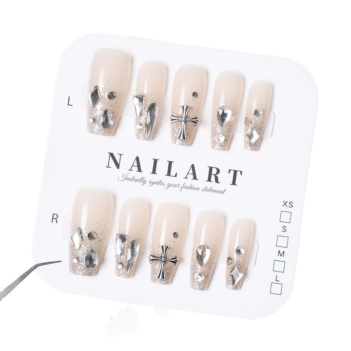 Decorative Gemstone and Floral Press-On Nails Kalsten
