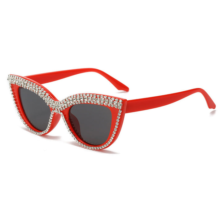 Glamorous Rhinestone-Embellished Shield Sunglasses Kalsten