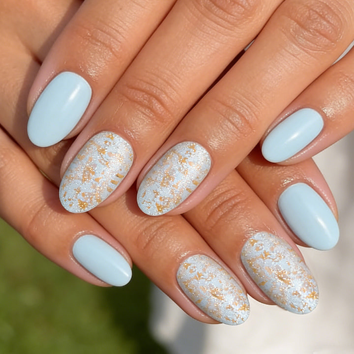 Elegant Press-On Nail Art Set with Glitter Accents Kalsten