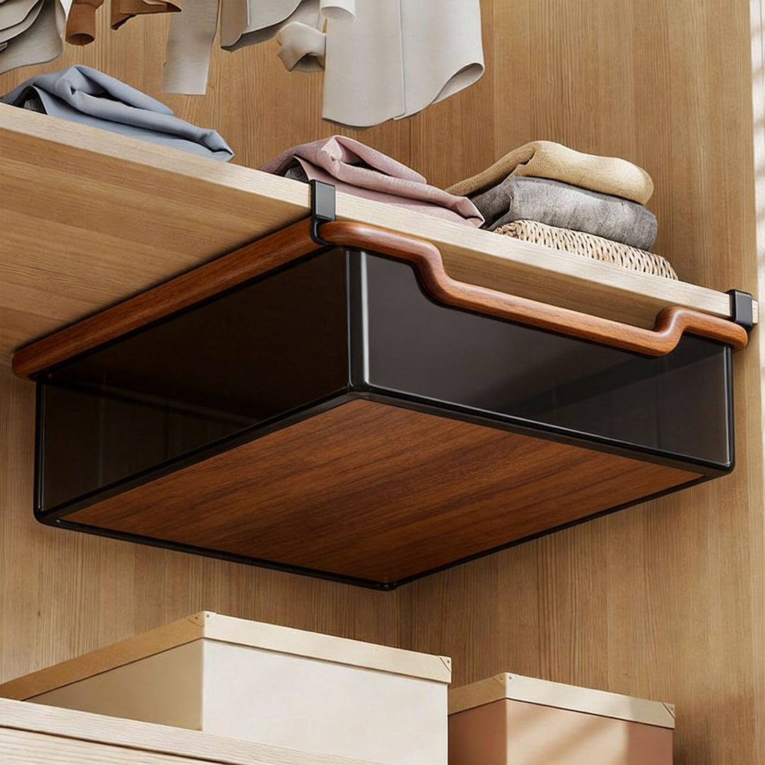 Clamp-On Under-Table Sliding Mesh Drawer with Adjustable Rail and Ventilated Metal Basket
