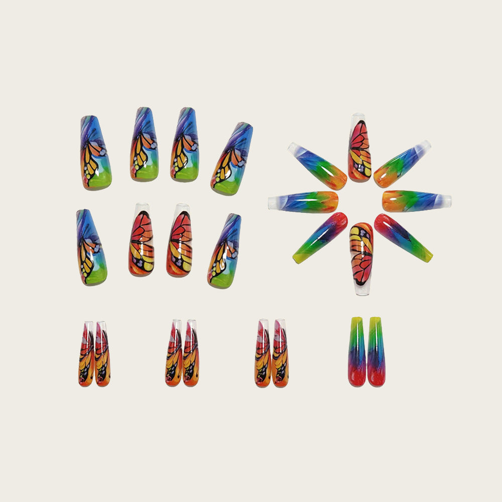 Artificial nails with colorful butterfly design Kalsten