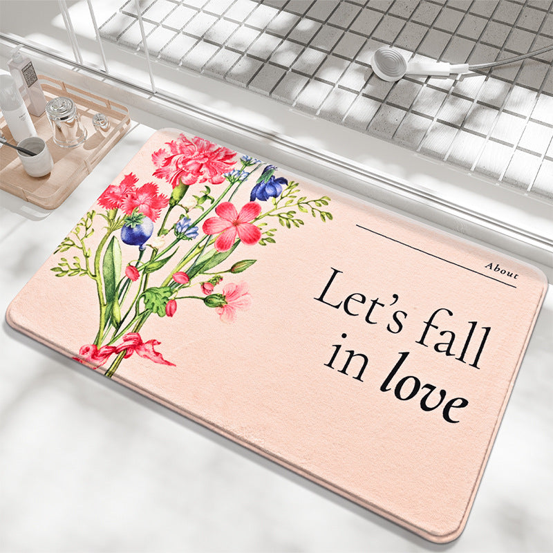 Floral-Decorative Bathroom Mat Kalsten