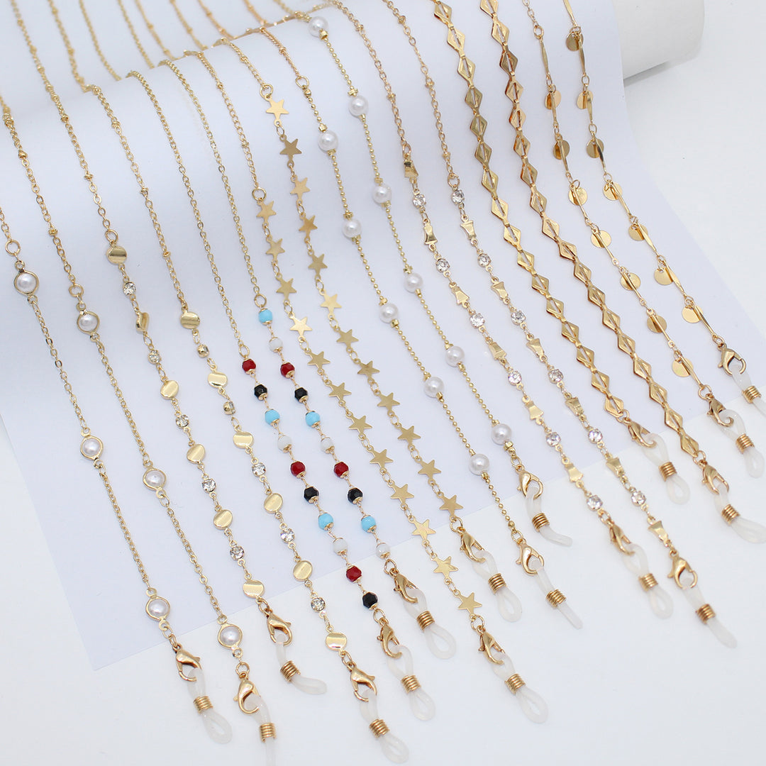 Luxe Crystal-Embellished Eyewear Chain Kalsten