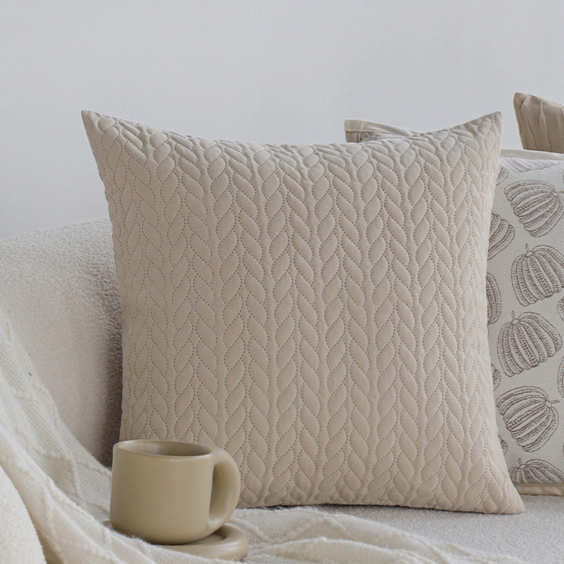 Square cushion cover with geometric knot grid and linen touch Kalsten