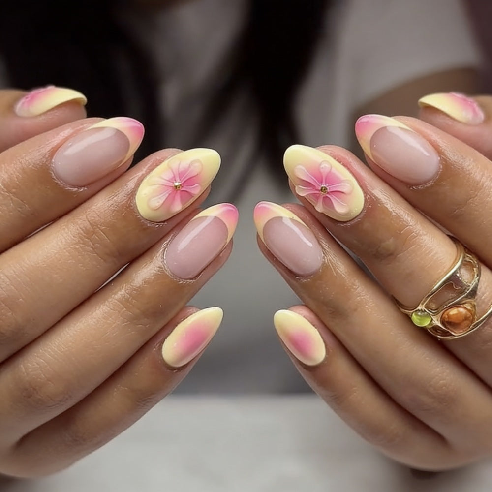 Decorative Floral Stiletto Press-On Nails