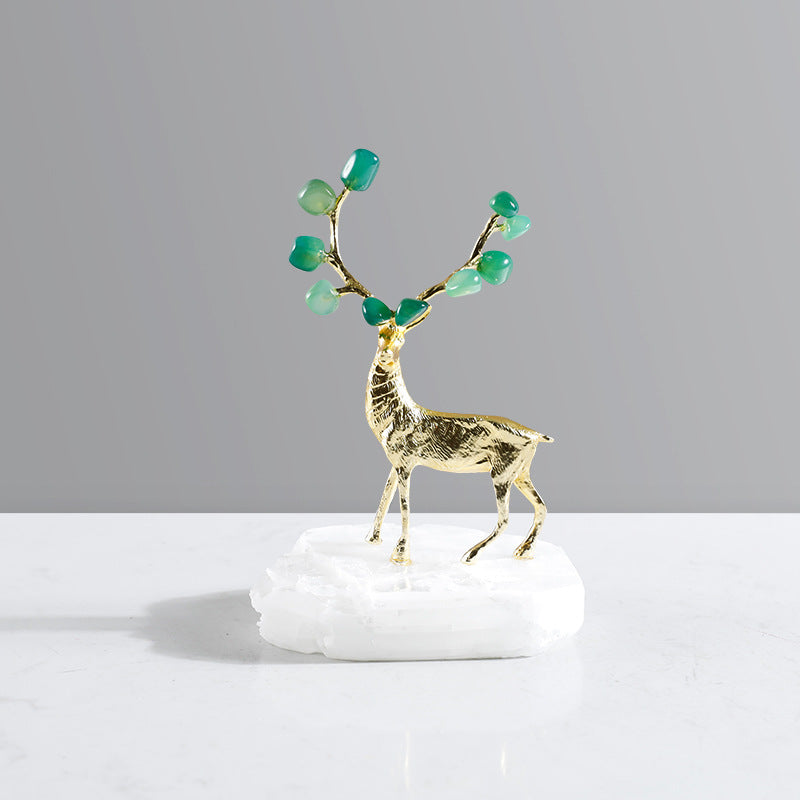 Artistic Deer Sculpture with Gemstone Accents