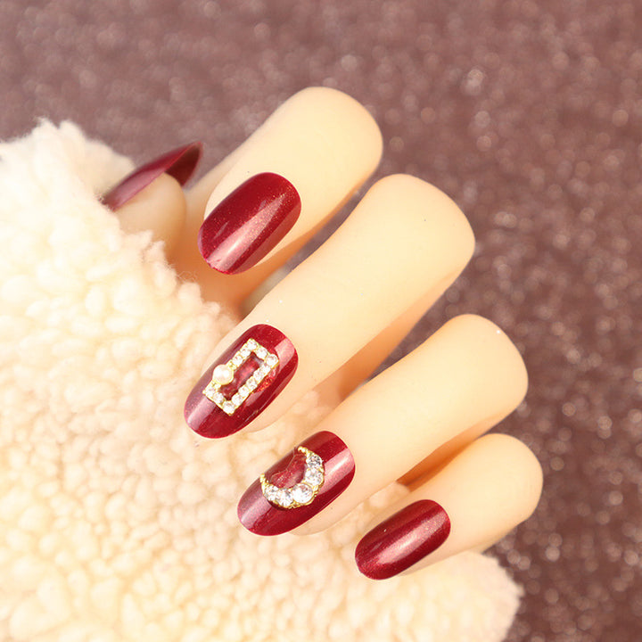 Elegant Rhinestone-Embellished Press-On Nail Set