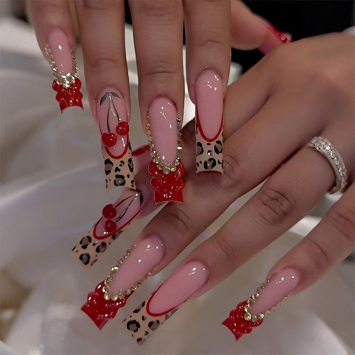 Glamorous artificial nail set with sparkling rhinestones and cross decorations Kalsten