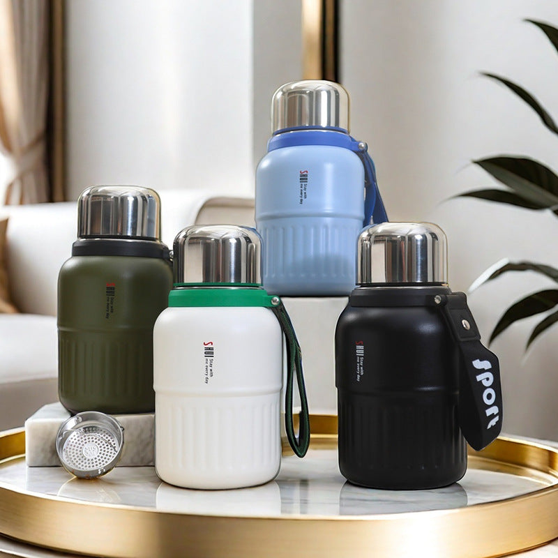 Women's Insulated Bottle with Removable Tea Strainer and Carry Strap Kalsten