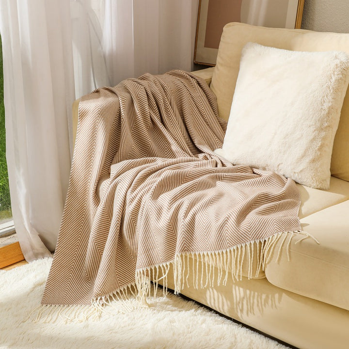 Textured Herringbone Throw Blanket