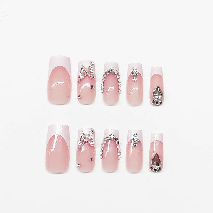 Acrylic nail set with elegant rhinestone and glitter decorations Kalsten