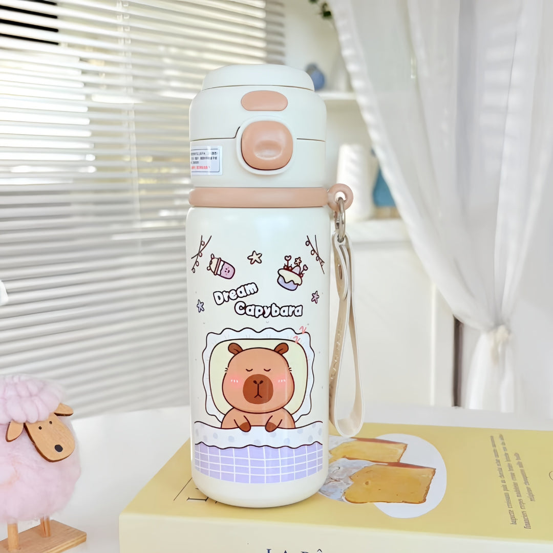 Women Insulated Drinking Bottle with Practical Carry Strap and Cute Bear Design Kalsten