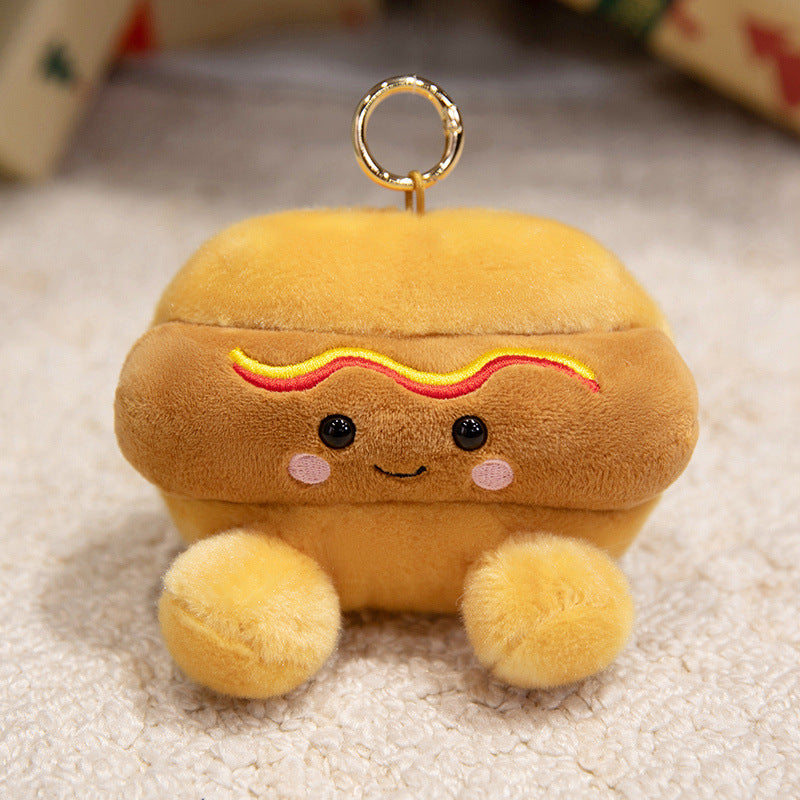 Plush Star-Shaped Keychain Charm with Embroidered Smile and Metal Ring Kalsten