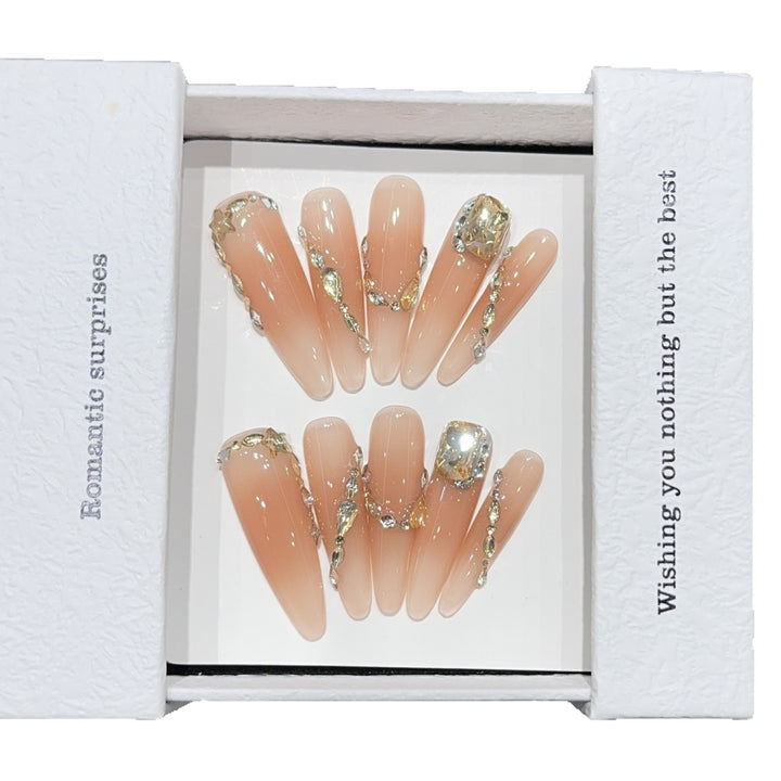 Artificial nails with Romantic Glamour Design Kalsten