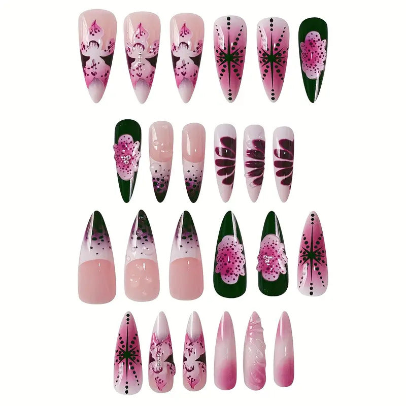Premium Decorative Stiletto Press-On Nail Art Kalsten