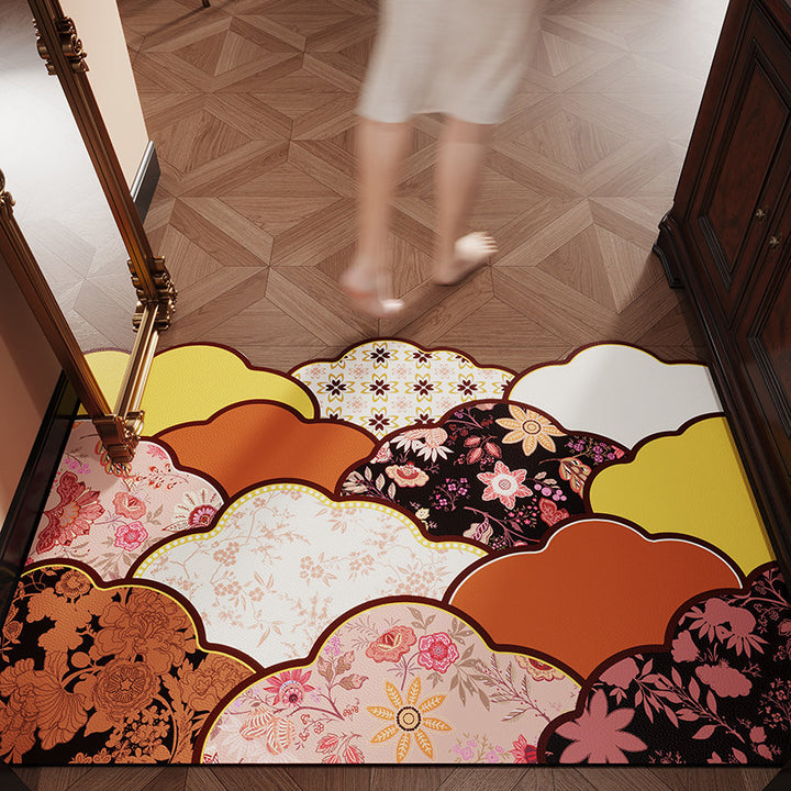 Decorative Floral Design Entrance Mat