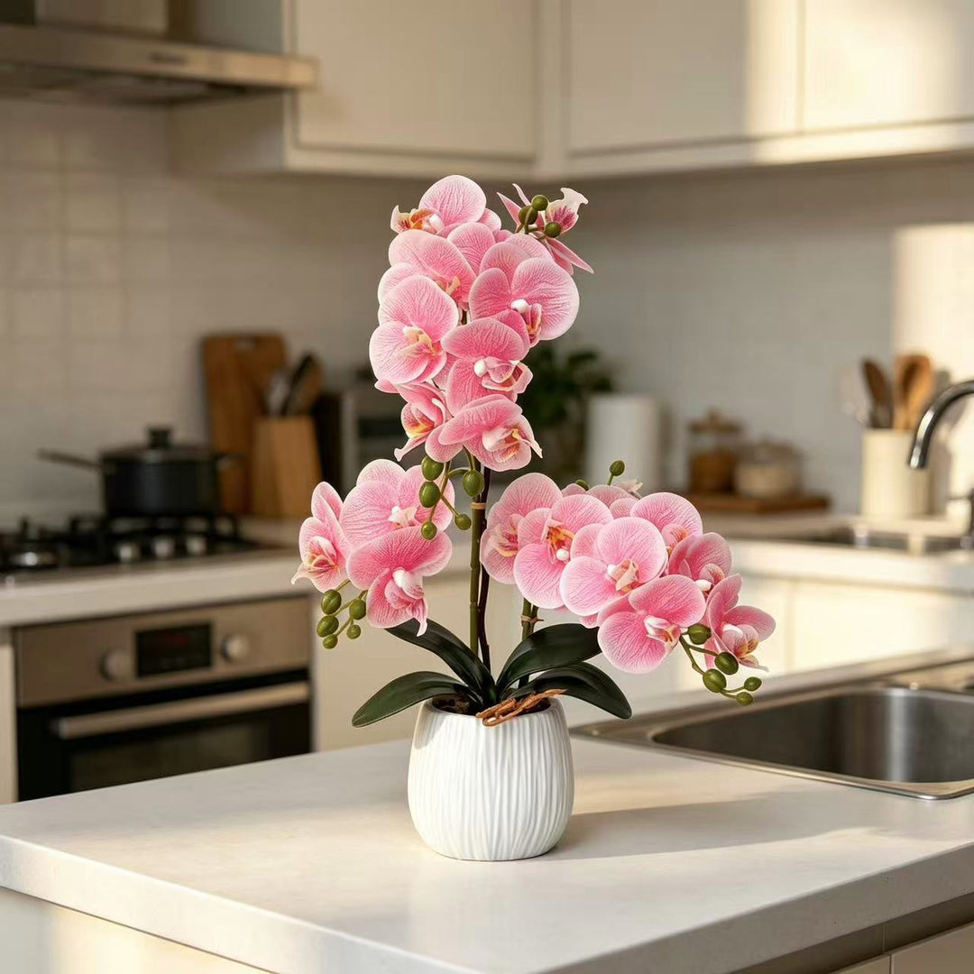 Lifelike Decorative Orchid Arrangement for Tabletop Decor
