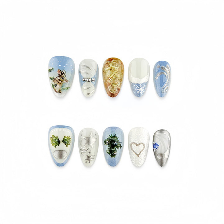 Artificial nails with festive winter motifs Kalsten