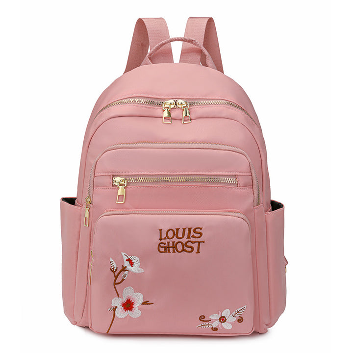 Embroidered Multi-Pocket Backpack