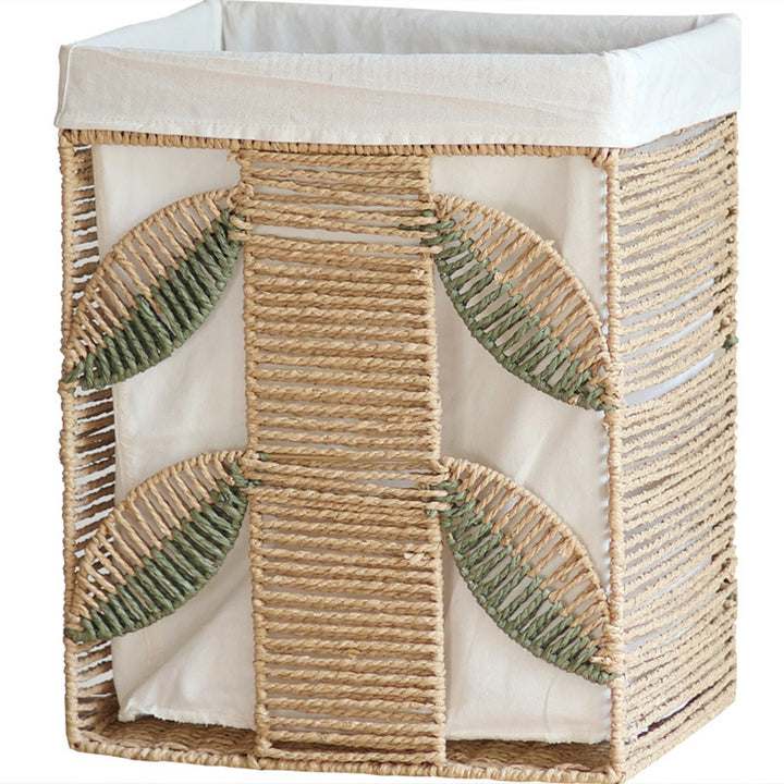Elegant laundry basket made of natural wicker with fabric lining Kalsten