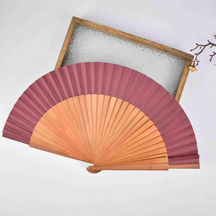 Ladies fan made of high-quality paper with stylish wooden frame Kalsten