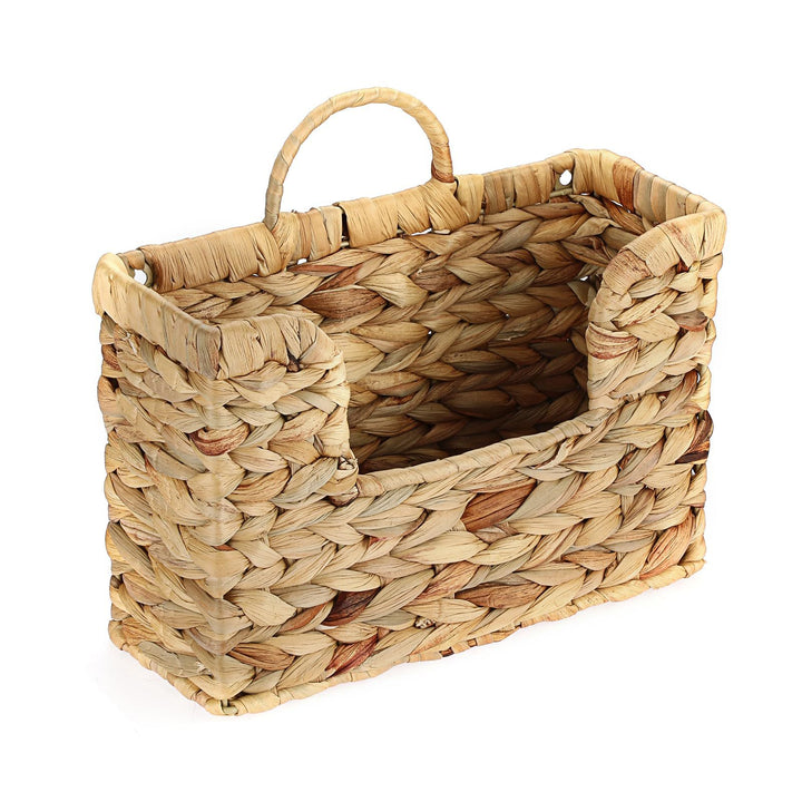 Wall shelf made of untreated wood with rattan inserts Kalsten
