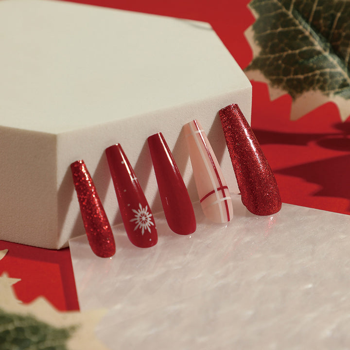 Artful Gel Nails in Festive Design Kalsten