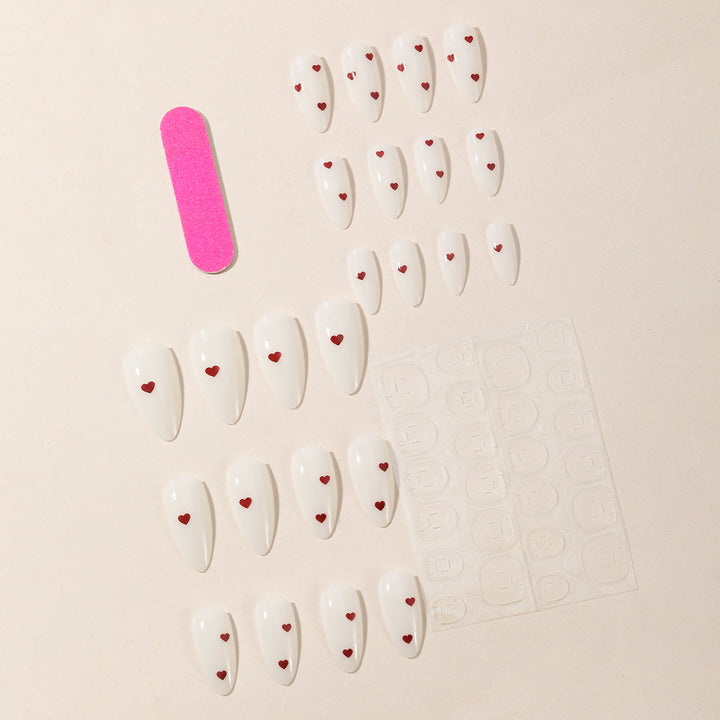Romantic Heart-Accent Gel Nail Art Extensions Kalsten