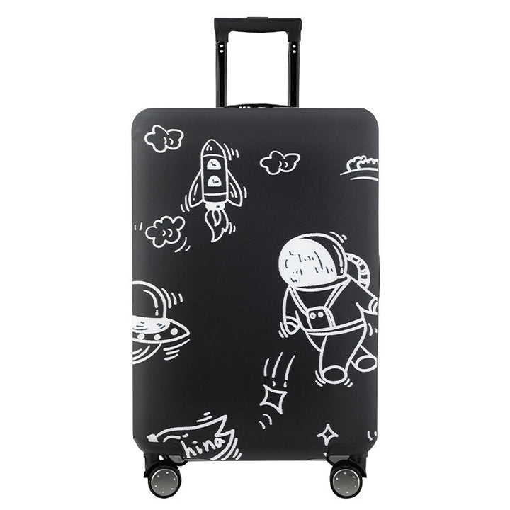 Unisex nan elastic motif suitcase cover made of stretchable polyester with handle and wheel openings Kalsten