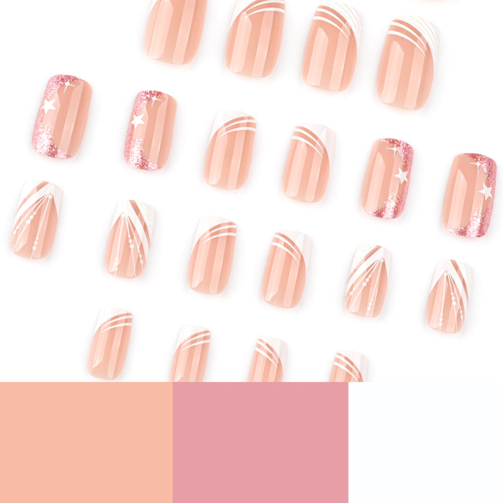 Artful Nail Extensions with Glitter and Star Design Kalsten