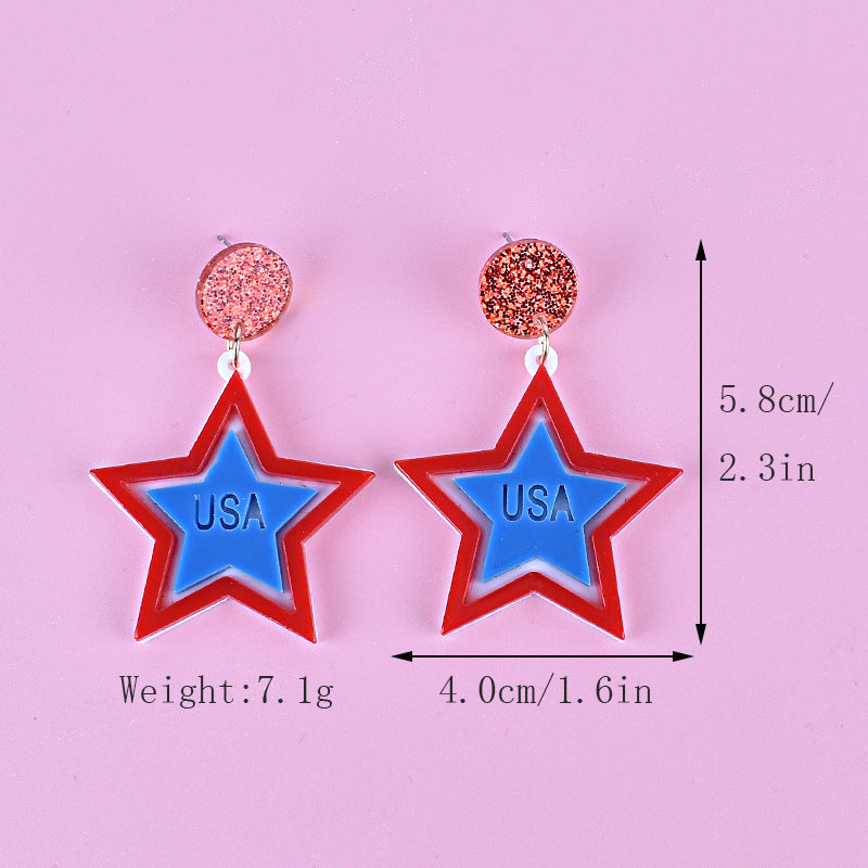 Women's nan triple star dangle glitter resin earrings with hypoallergenic hooks Kalsten