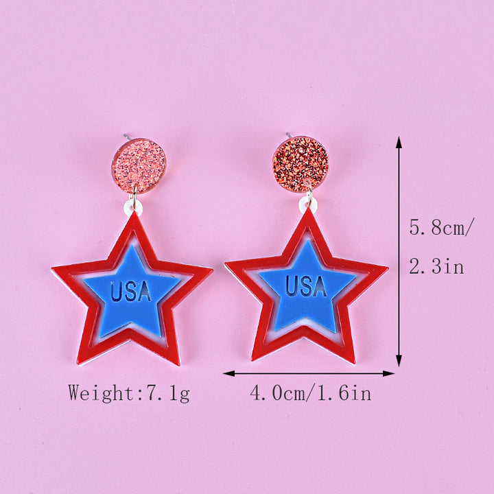 Women's nan triple star dangle glitter resin earrings with hypoallergenic hooks Kalsten