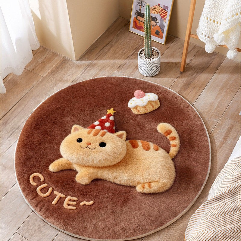 Round Cartoon Dog Rug