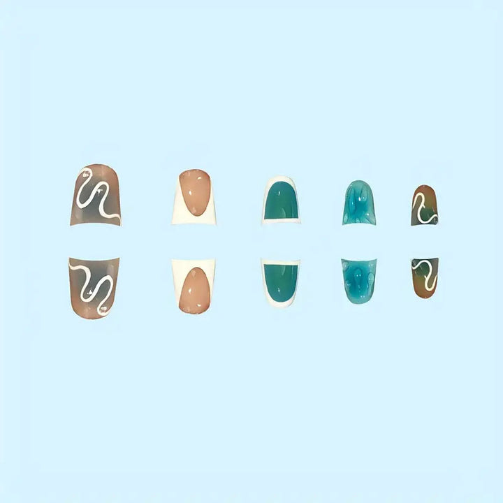 Artistic Abstract Press-On Nail Design Kalsten