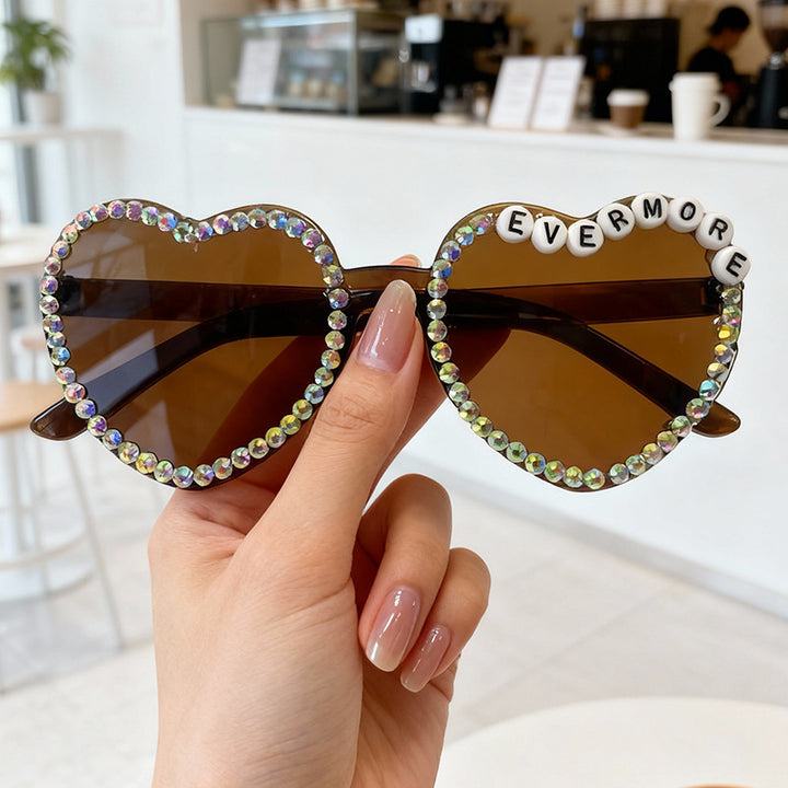 Heart-Shaped Rhinestone-Embellished Sunglasses Kalsten 1787141205