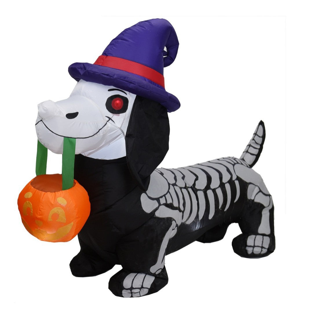 Inflatable Halloween Dog with Skeleton Design