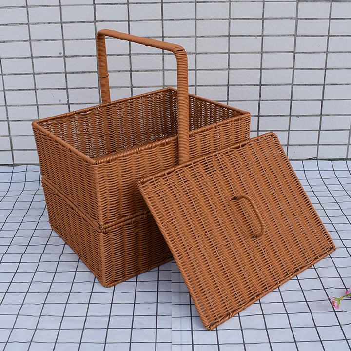 Multi-Functional Woven Storage Basket with Lid Kalsten