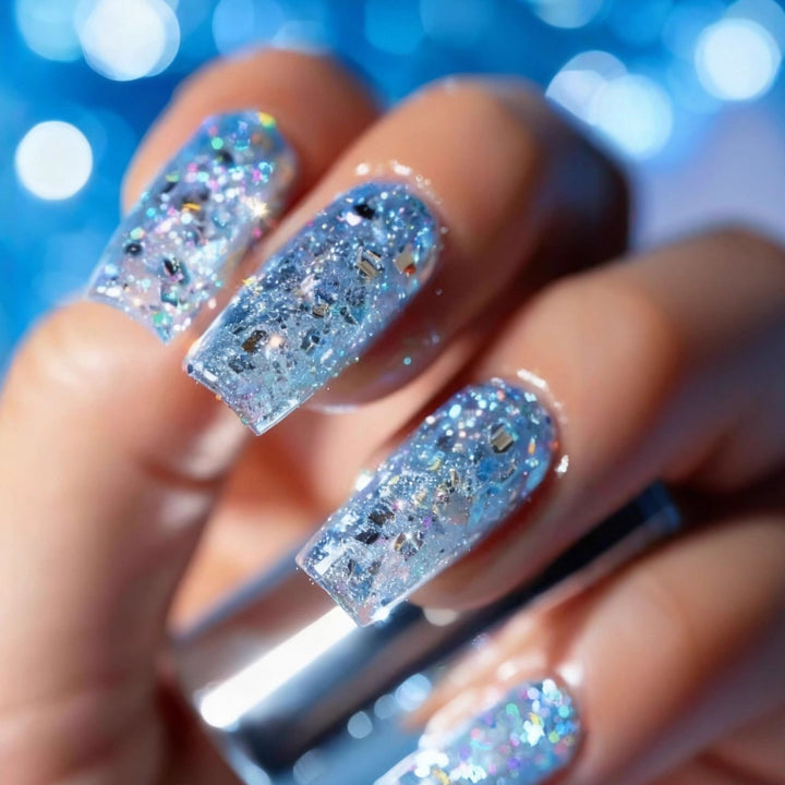 Glamorous artificial nails with exciting glitter effect Kalsten