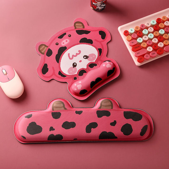 Cute Cartoon Cow-Themed Ergonomic Wrist Rest Pad