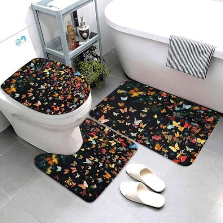 Geometric Pattern Bathroom Mat Set