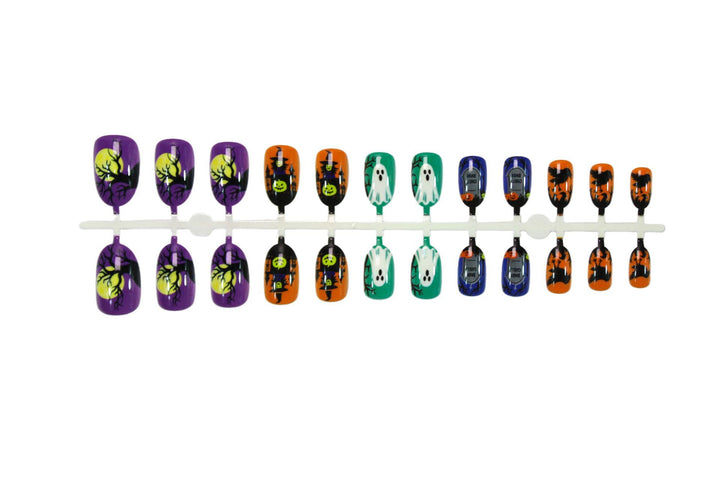 Halloween Artificial Nail Set with Spooky Ghost, Pumpkin, and Spider Pattern Kalsten