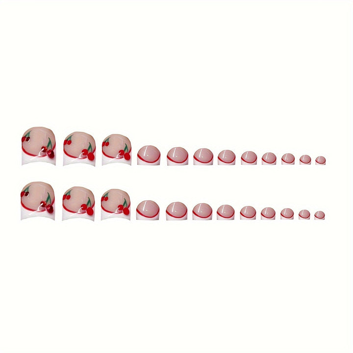 Decorative Cherry-Themed Press-On Nails Kalsten