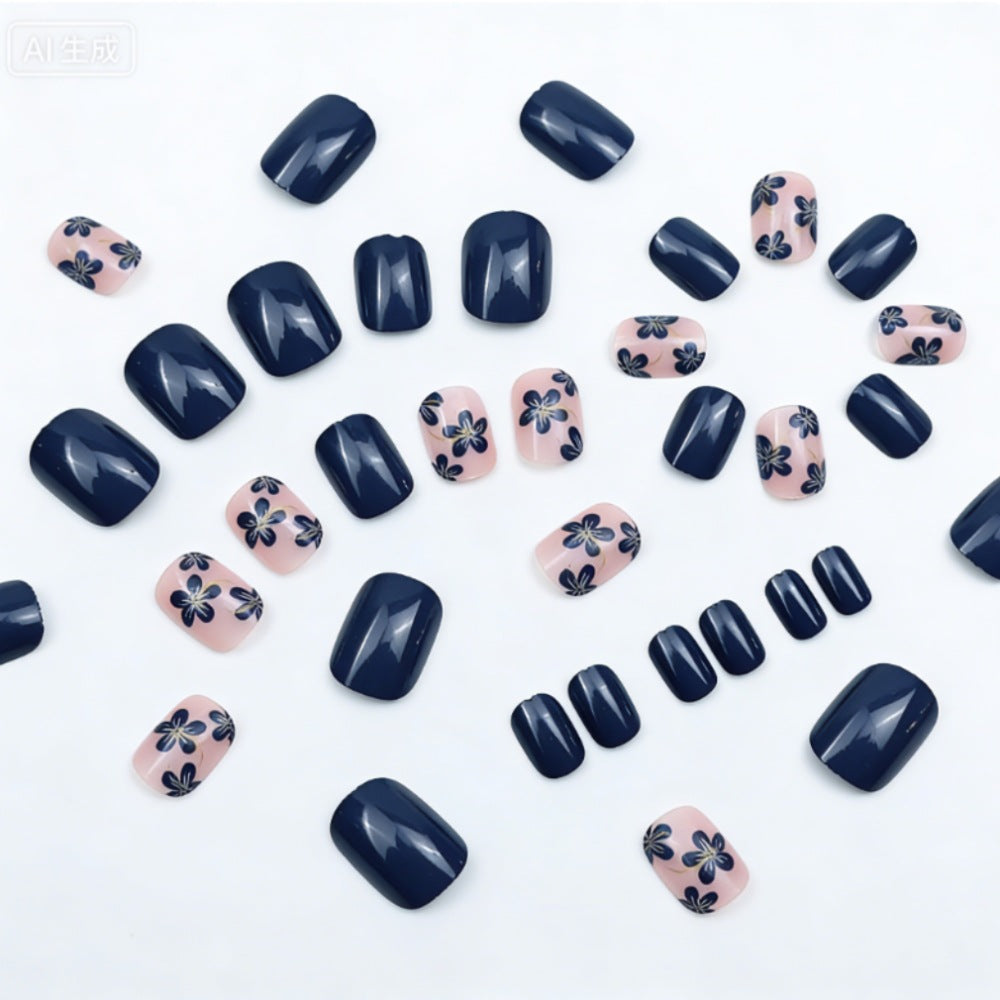 Artificial nails with floral design and elegant shine Kalsten