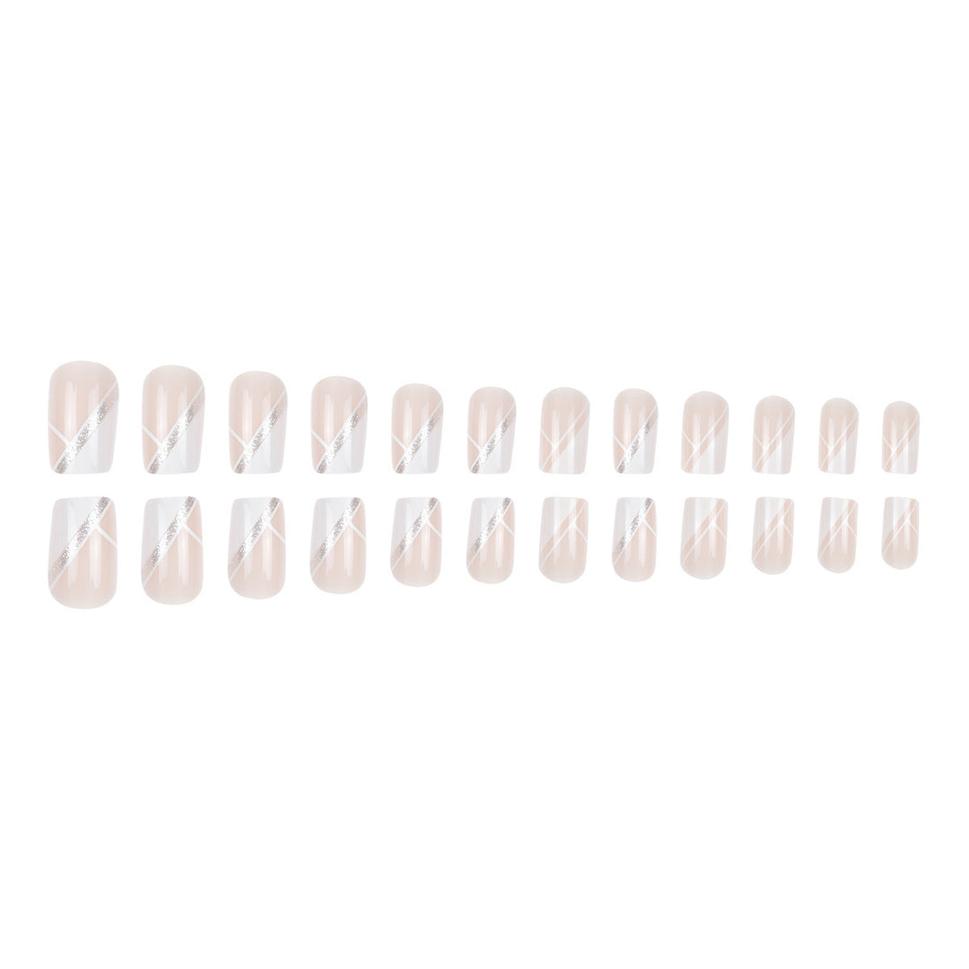 Elegant French Tip Press-On Nails with Sparkling Accents Kalsten