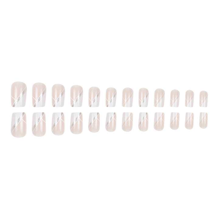 Elegant French Tip Press-On Nails with Sparkling Accents Kalsten
