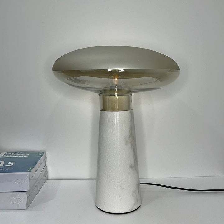 Contemporary Marble Table Lamp with Elegant Glass Shade