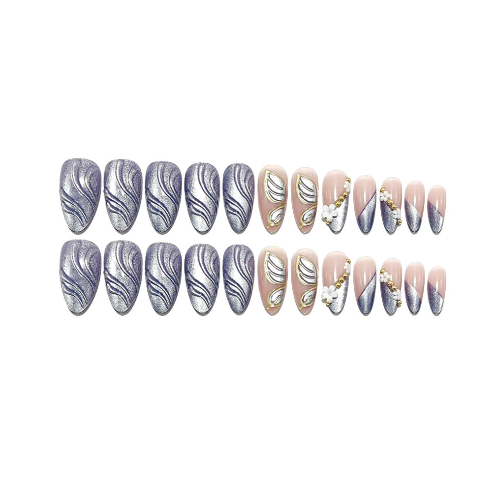 Artificial Nails In Elegant Flower and Leaf Design Kalsten